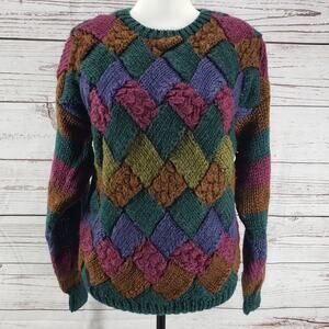Vintage Hand Made Sweater Bee by Banff Multicolor Crochet Sweater Size Medium